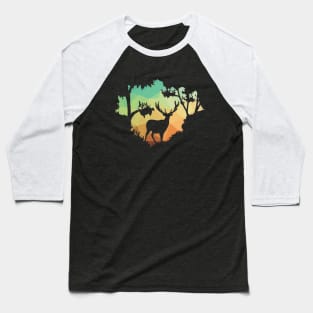 Watching Deer Silhouette in Nature Baseball T-Shirt